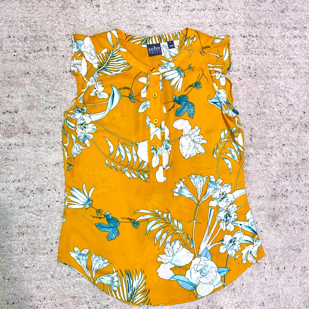 New York and Company Golden floral blouse
